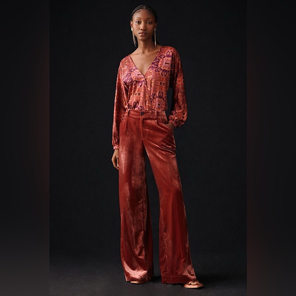Anthropologie Pants - 🍷By Anthropologie Wide-Leg Velvet Trousers, 12 Tall